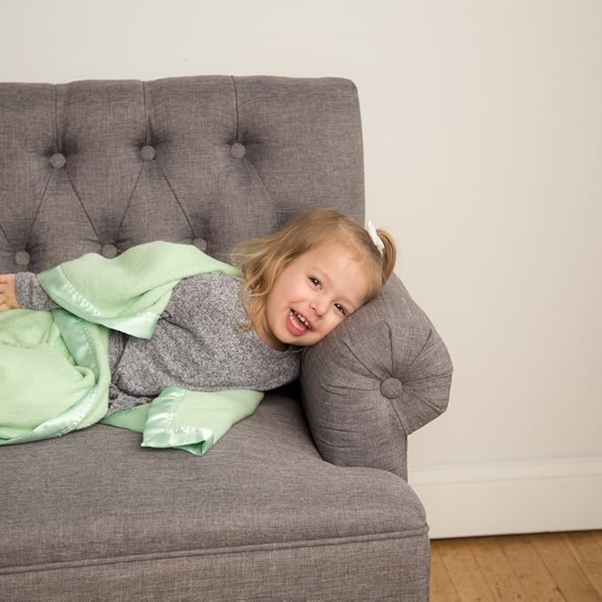 Bamboo Rayon Soft Light Green Toddler Security Blanket - Lime Green Baby Blanket with Satin Edging - Perfect for Naps, Car Carrier, Stroller Rides and Travel - 34 x 47 inches - Newborn Baby Blankie