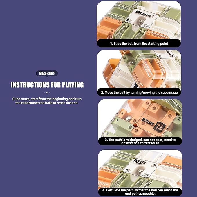 3D Maze Ball Puzzle Fidget Cube - Engaging Brain Teaser Toy for Stress Relief & Focus, Challenging Puzzle Maze Ball Game for Adults, Teens & Kids (Model A-2PCS)