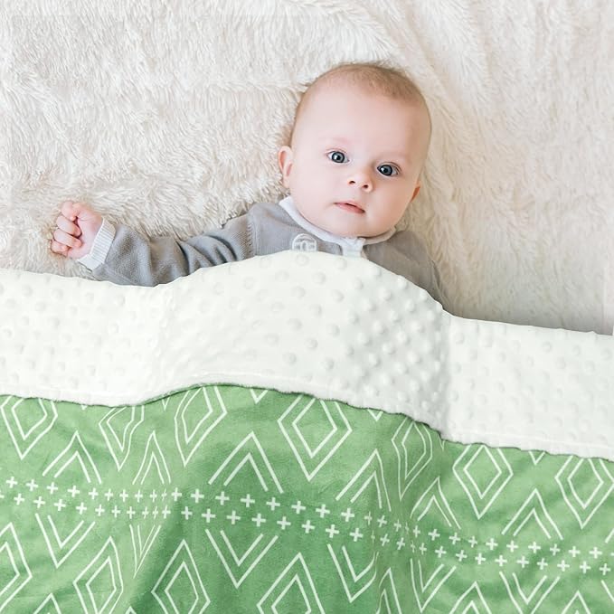 TANOFAR Baby Blankets for Unisex Boys Girls, Ultra Soft Minky Blanket with Double Layer Dotted, Breathable and Lightweight Receiving Blanket for Newborns, 30x40 Inches, Green