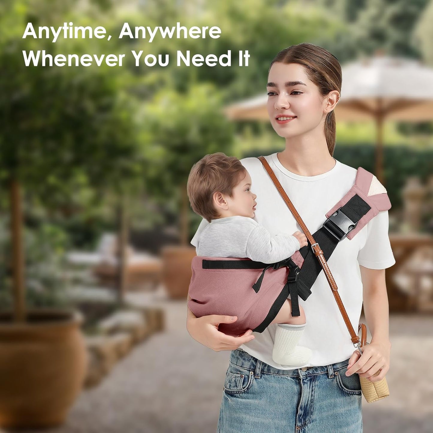 Toddler Sling Carrier, Easy to Wear Baby Carrier Sling 7-40 lbs, Adjustable Lightweight Baby Wrap Sling, Perfect Toddler Hip Carriers One Size Fits All, Pink