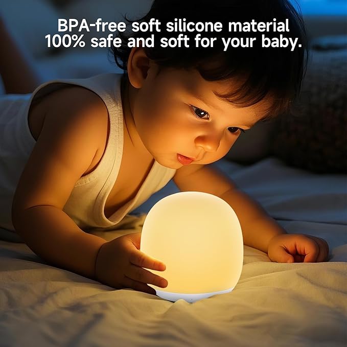Night Light for Kids, Egg Night Light for Nursery,RGB Color Changing&Dimmable Touch Control Baby Light with Timer, Silicone Portable Toddler Nightlight Lamp for Bedside, Kids Room