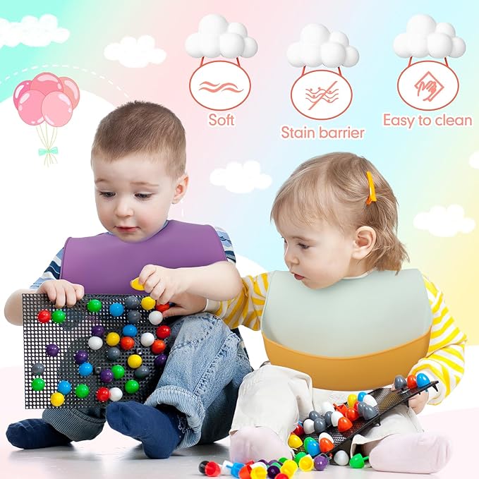Mepase Silicone Bibs Waterproof Silicone Baby Bibs Soft Adjustable Baby Feeding Unisex Kid Eating Supplies