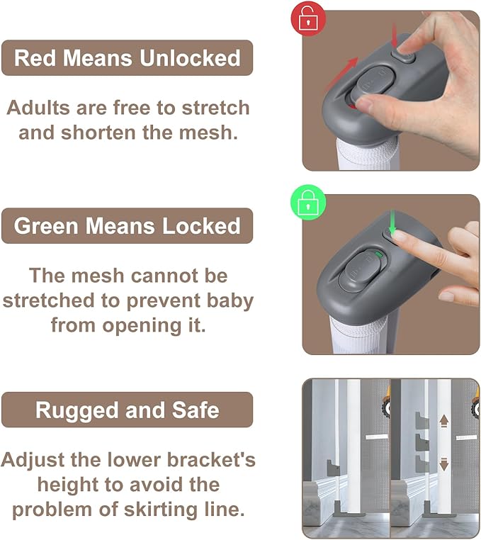 Retractable Gates for Stairs, Mesh Dog Gate for The House, Wide Pet Gate 34" Tall, Extends to 71" Wide, Long Safety Gates for Doorways, Hallways, Cat Gate Indoor/Outdoor (Car)