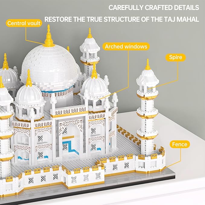Architecture Taj Mahal Micro Mini Building Blocks Set,Landmarks Collection, Display Model Gift for Adults(4030 Pieces)
