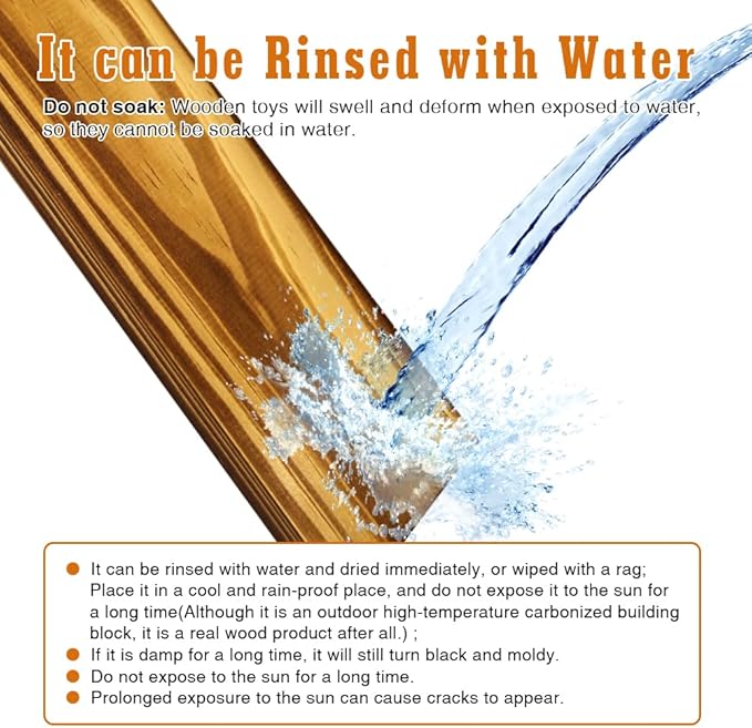 210 pcs Outdoor Large Wooden Building Blocks Set for Kids Toddlers 3-12 (35 lbs), Big Carbonized Wooden Sensory Blocks Toys, Mega Outside Building Toys for Preschool