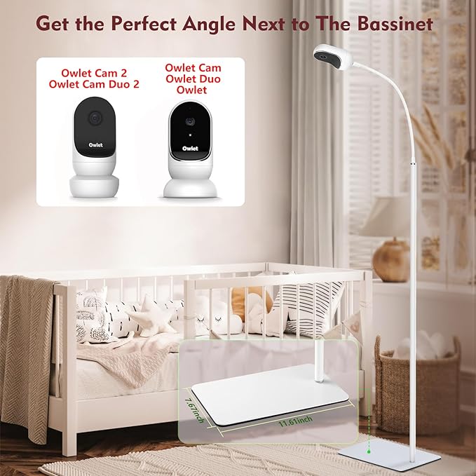 Baby Monitor Floor Stand Compatible with HelloBaby, Nanit Pro, Infant Optics, Babysense, Owlet, Baby, Bonoch, Adjustable Height from 37.4-69, Universal Baby Camera Stand Mount, Safety for Nursery