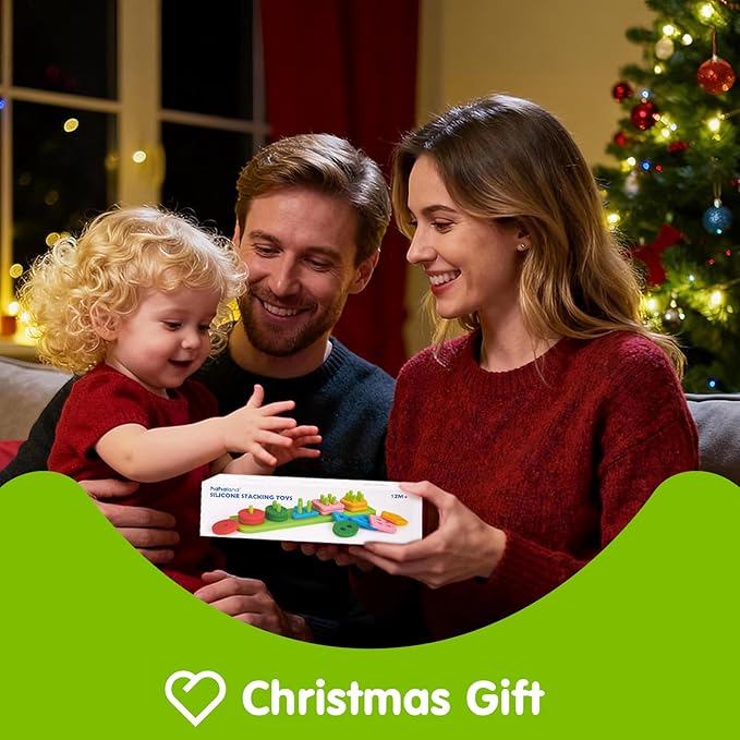 hahaland Toddler Toys 1-2 - Soft Textured Silicone Shape Color Sorting Stacking Montessori Toys for 1 Year Old Boy Girl Gifts, Sensory Toy for Toddlers 1-3 Motor Skills Learning Baby Toys 1 Year Old