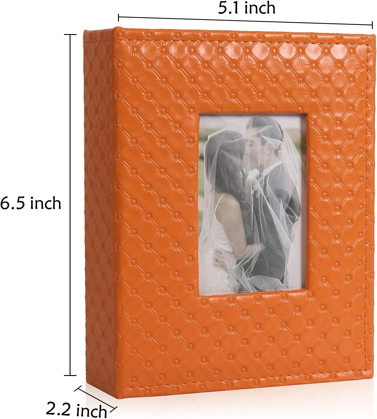 RECUTMS Photo Album 4x6 100 Pockets Photos, Button Grain PU Leather Photo Books Small Picture Album for Baby Family Wedding Christmas Photo Albums Holds 100 Vertical Photos(Orange)
