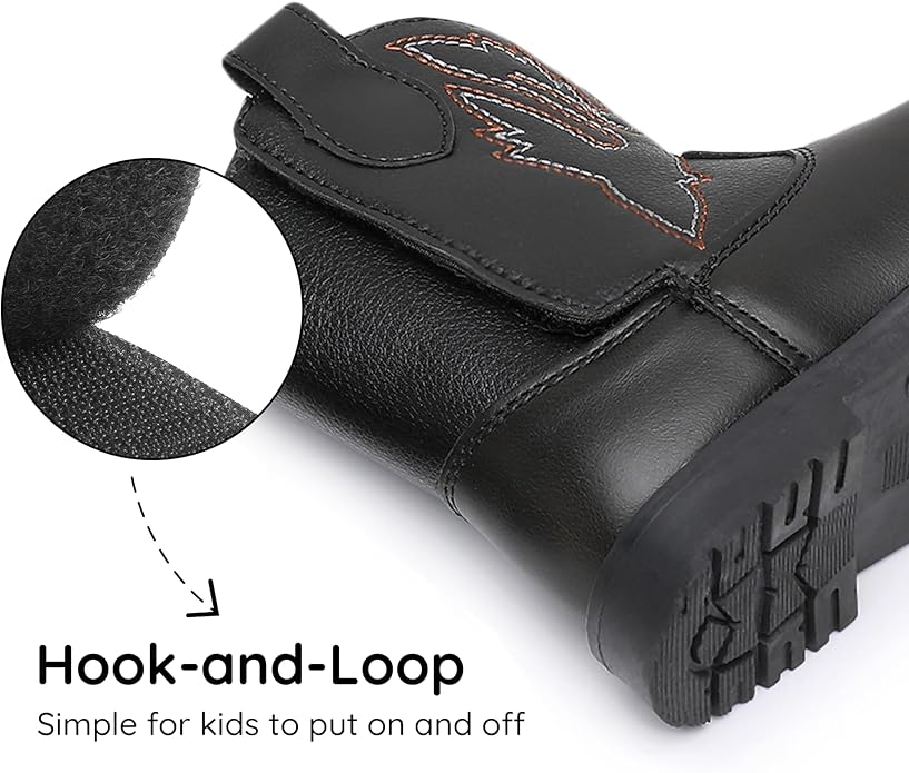 Blikcon Toddler Cowboy Boots for Boys Girls Baby Infant Cowgirl Boots Round Toe All Seasons 6-36 Months (Infant/Toddler)