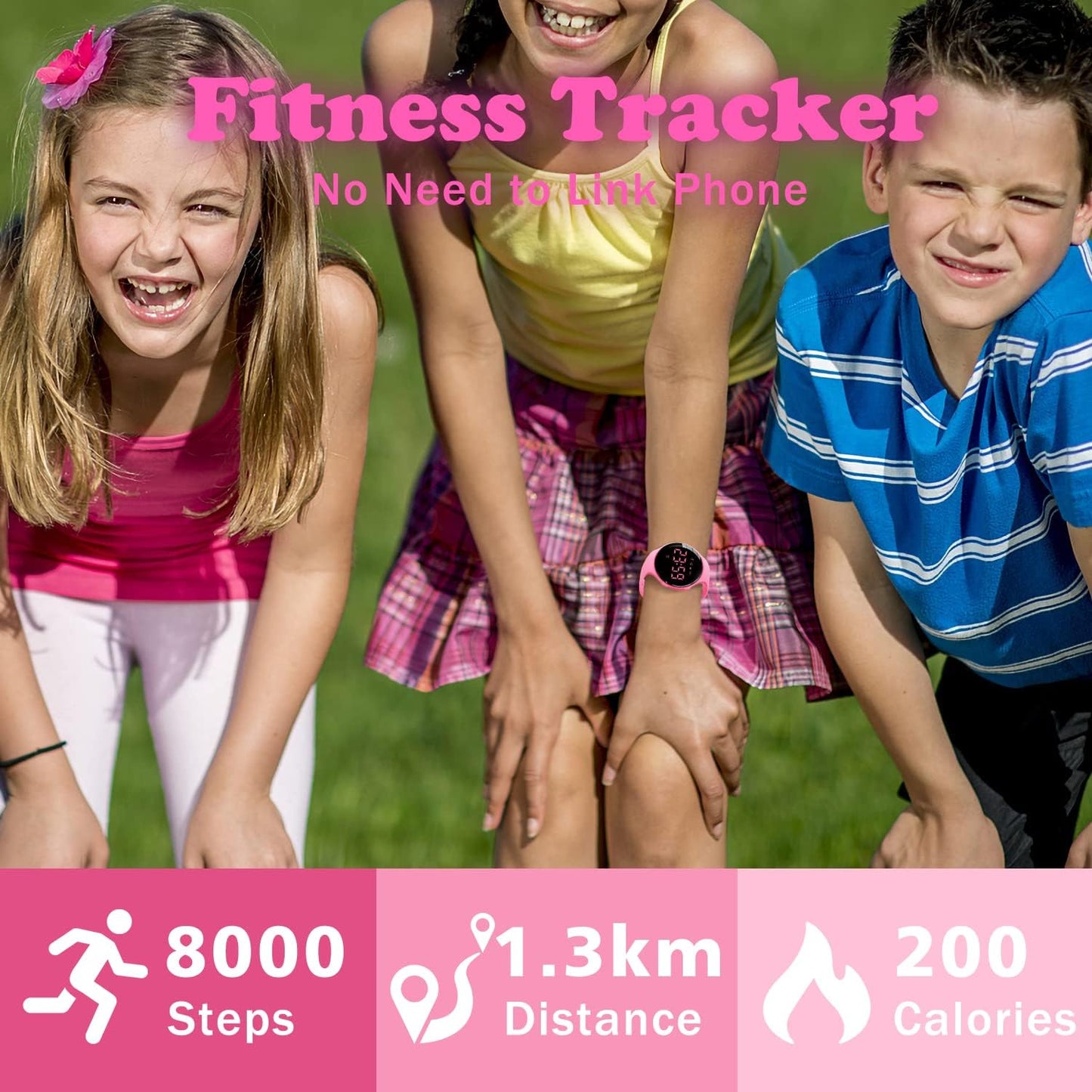 Kids Watches for Girls Boys Digital Sport Watch with Step Counter Pedometer Vibration Alarm Clock, No App Waterproof Fitness Tracker Kids Watch Boys Girls Teens Students Ages 5-16