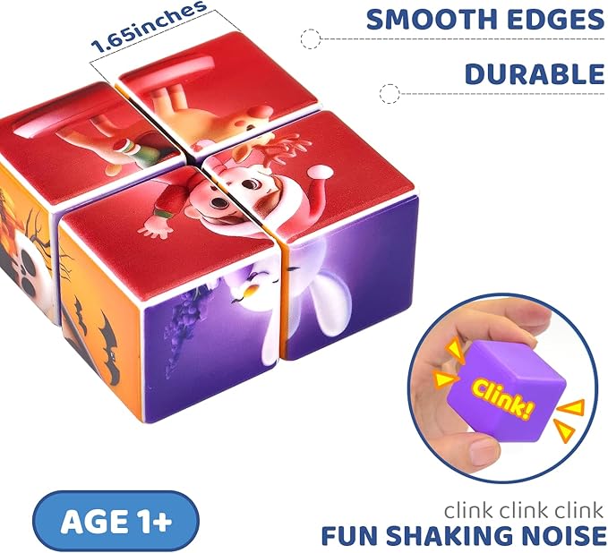 Magnetic Blocks for Toddlers Aged 1-3, Large Building Cubic Puzzle Game in Holiday Theme: Christmas, Easter, Birthday, Thanksgiving, Halloween, Valentine's Day