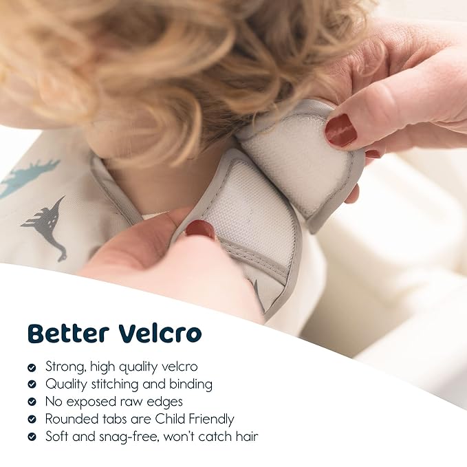 Tiny Twinkle Short Sleeve Apron Baby & Toddler Bib for Boys – Waterproof, Mess-Proof Bibs for Eating & Feeding, Machine Washable, Perfect Holiday Gift (Dinosaur, 2-4Y)