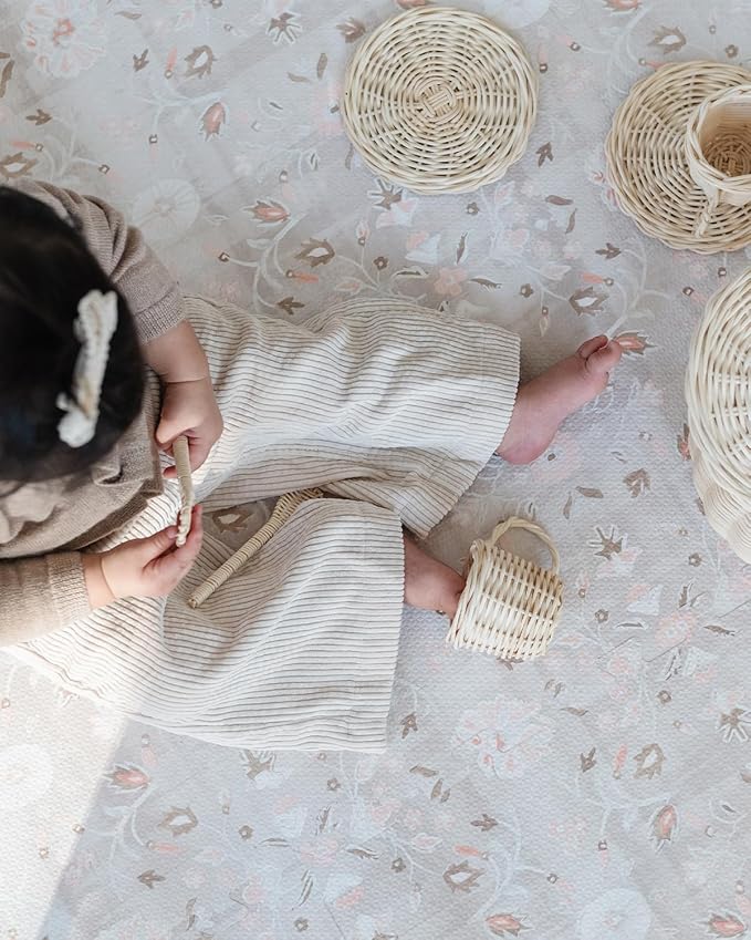 House of Noa Baby Play Mat – 4x8 Linen Gemma – Set of 8 Tiles – Cushioned EVA Foam Play Mat for Floor, Soft Interlocking Baby Crawling Mats for Hard Floors