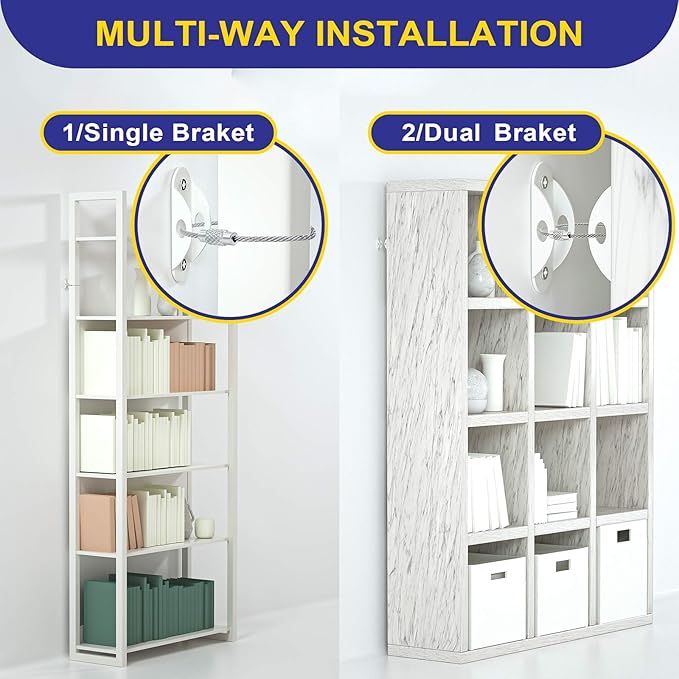 4our Kiddies 10 Pack Furniture Anchors for Baby Proofing, Anti Tip Furniture Wall Anchors, Secure 400 Pounds Cabinet, Bookcase, Dresser to Wall, Earthquake Furniture Straps for Child Safety