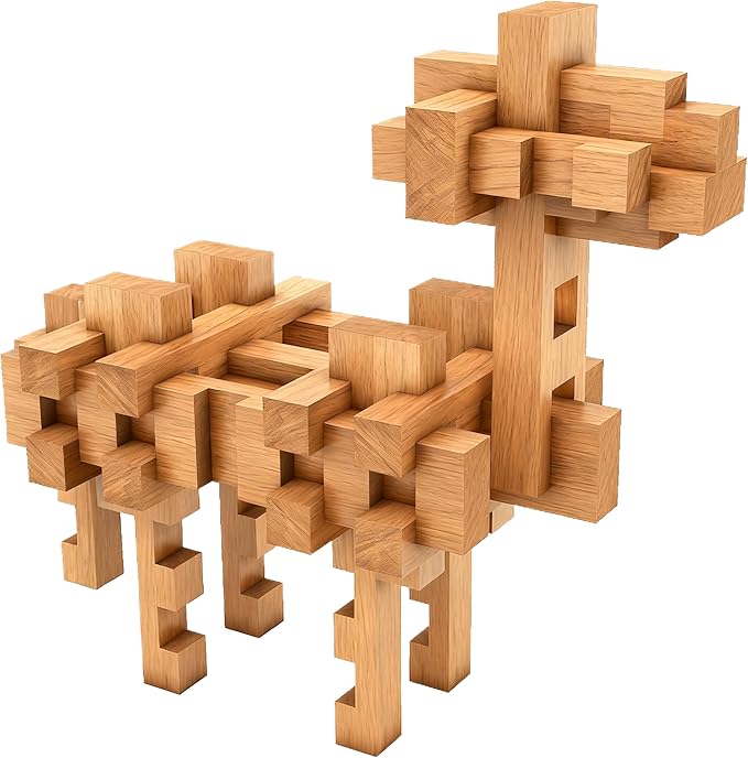 Animal Camel Educational Wooden Building Blocks -Chinese Mortise and Tenon Assembled into Various Shapes,STEM Toy Gifts for Kid and classroom,DIY Building Toys for Ages 5+ and Adults-37 Pcs