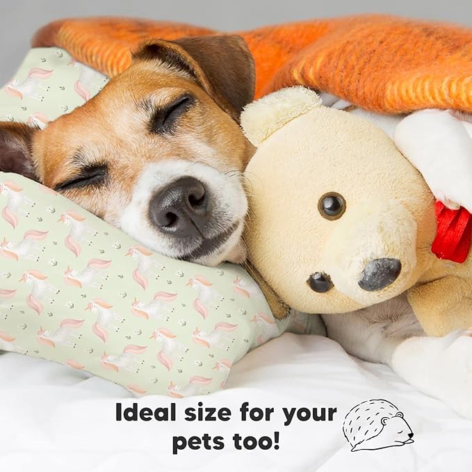 Toddler Pillow with Pillowcase - 13x18 My Little Dreamy Kids Travel Bed Pillows for Sleeping, Organic Cotton Small Pillowcase, Soft & Breathable, Machine Washable, Toddlers 2-5 Years Old (Grace)