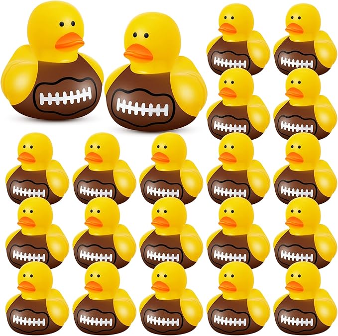 Deekin 50 Pcs Rubber Duck 2 Inch Bulk Sport Party Favors for Birthday Party Decorations Club Player Gift (Football)