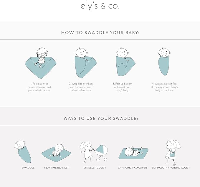 Ely's & Co. Cotton Muslin Swaddle Blanket 1-Pack for Baby Boy or Girl— 100% Cotton Muslin Extra-Large Swaddle Blankets (47” x 47”) Dove White