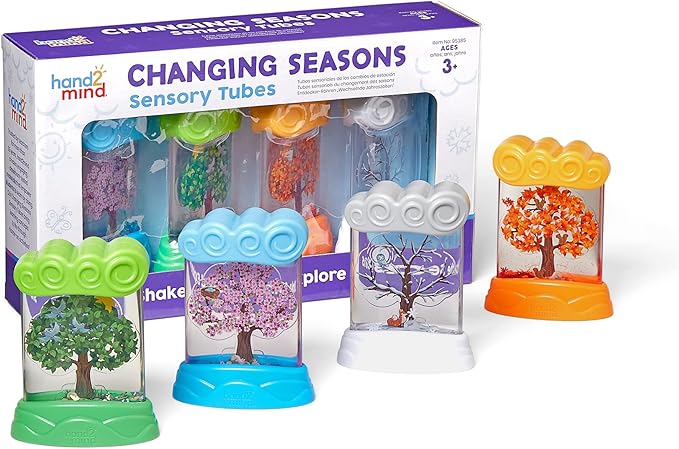 hand2mind Changing Seasons Sensory Tubes, Sensory Fidget Tubes, Learning Weather for Kids, Anxiety Calming Tools, Occupational Therapy Toys, Calm Down Corner Supplies (Set of 4) (95385)