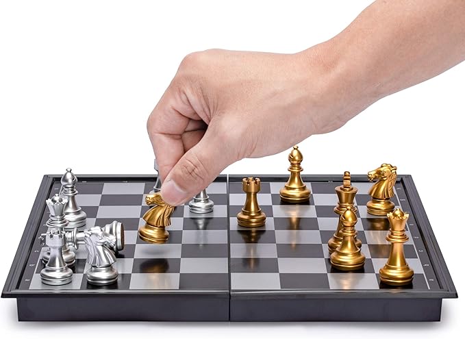 Yellow Mountain Imports Travel Magnetic Chess Set (9.8-Inch) - Folding and Portable Board Game