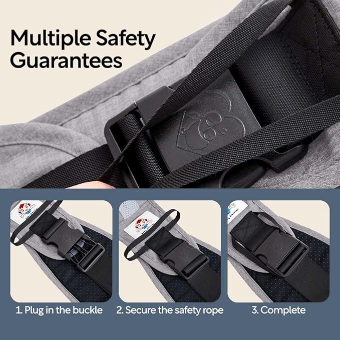 Baby Sling Carrier with Hip Seat - Breathable & Adjustable, Anti-Slip Design for Infants 0-36 Months, ASTM Certified, Ergonomic Hands-Free Carrier Carrying 8-35lbs (Gray)