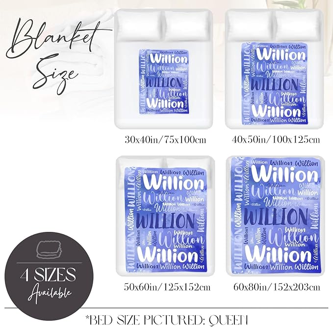 Personalized Custom Baby Blanket with Name for Girls Boys Kids Customized Flannel Blanket for Bed Nursery Room Baby Stroller