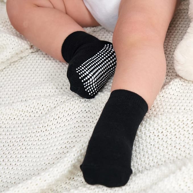 ZAPLES Baby Non Slip Grip Ankle Socks with Anti Skid Grippers Boys Girls Low Cut for Infants Toddlers Kids