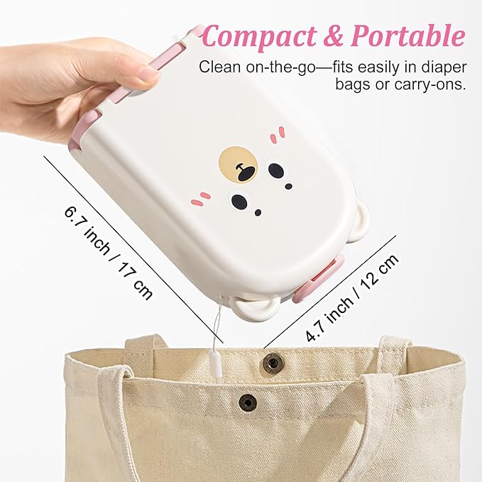 Pink Travel Baby Bottle Cleaner Kit – 6-in-1 Portable Brush Set with Drying Rack & Storage Case | Baby Travel Essentials for Flying, Newborn Bottle Cleaning & Breast Pump Parts On-The-Go