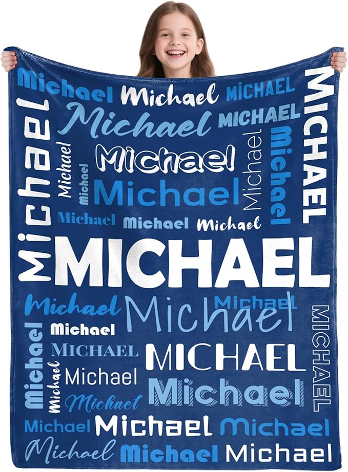 Custom Blanket with Name,Personalized Blankets for Kids Adult Boys Girls,Flannel Customized Blankets Throw for Boys Girls