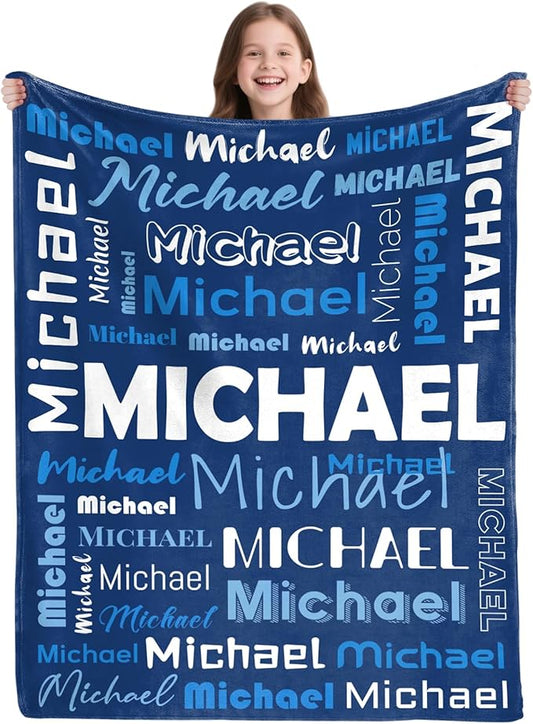 Custom Blanket with Name,Personalized Blankets for Kids Adult Boys Girls,Flannel Customized Blankets Throw for Boys Girls