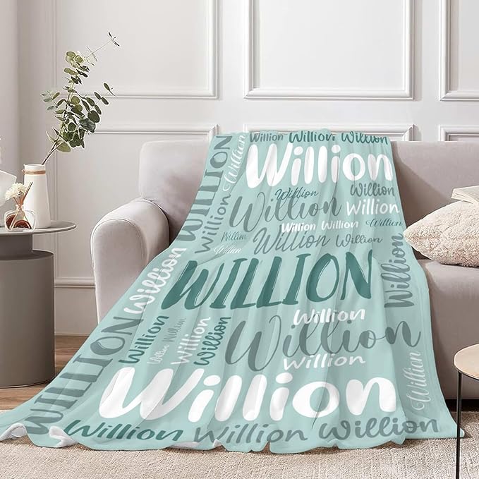 Personalized Custom Baby Blanket with Name for Girls Boys Kids Customized Flannel Blanket for Bed Nursery Room Baby Stroller