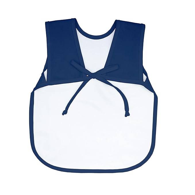 BapronBaby Minimalist Navy Blue Bapron - No Neck Tie Safer Bib for Baby & Toddler - Soft Waterproof Stain Resistant - Machine Washable - Sz Preschool 3-5yrs