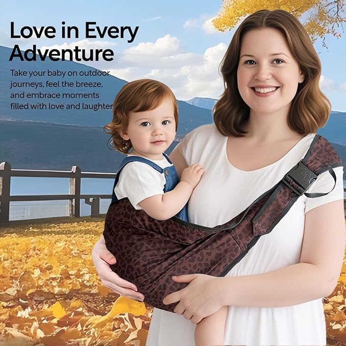 Baby Sling Carrier Toddler Carrier Boys Girls Newborn to Toddler Safety Adjustable Non-Slip Baby Half Wrapped Sling Baby -Carrying 8-35lbs (Deep Leopard)