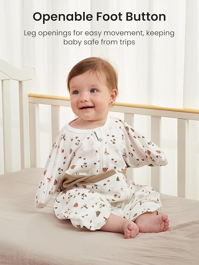 GROWNSY Transitional Swaddle Sleep Sack 3-6 Months, Starfish Design Baby Swaddle Sack, Dual-Zipper for Easy Diaper Changes, Proper Hip Development & Openable Foot Button, 12-20lbs, Bear Forest