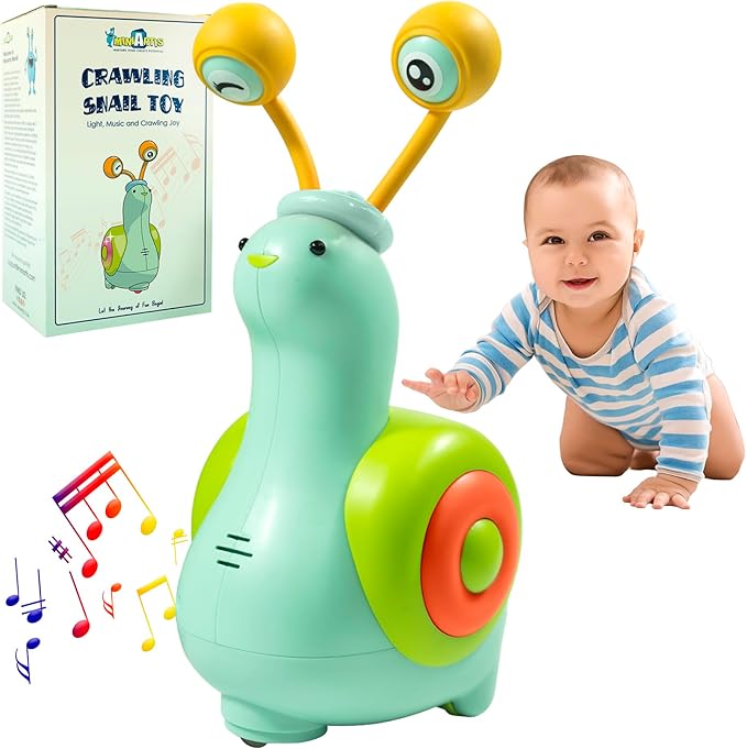 MINIARTIS Baby Crawling Toys | Musical Snail Baby Toy, Infant Tummy Time | Crawling Toys for Babies 6-12 Months | Learning Crawl and Walking | Toddler Birthday Gift for 6-36 Month Boy Girl