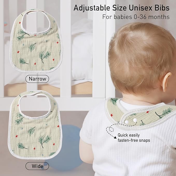 GLLQUEN BABY Muslin Drool Bibs for Boys Girls 8 Pack, Adjustable Baby Bibs for Drooling and Teething, Soft Cotton Baby Bandana Bib for Newborn Feeding Essentials (Cars)