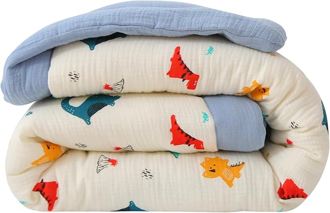 Cotton Muslin Toddler Comforter/Quilt,Ultra Soft & Breathble Muslin Toddler Blanket,All Season Baby Blankets for Boys and Girls, Machine Washable,41"x48"