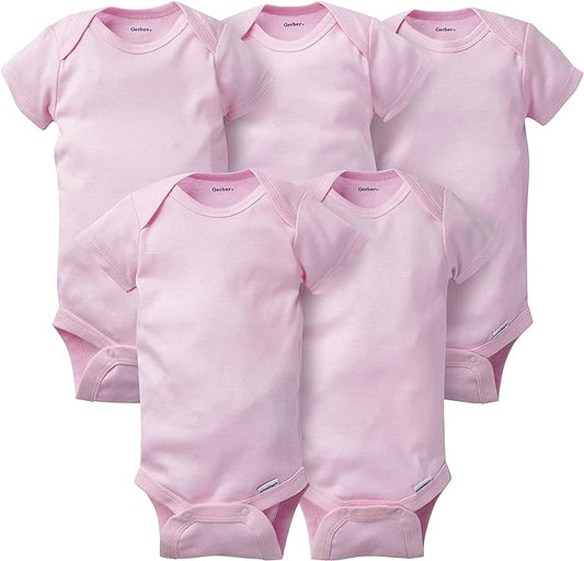 Gerber baby-girls 5-pack Solid Onesies Bodysuits
