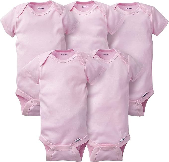 Gerber baby-girls 5-pack Solid Onesies Bodysuits