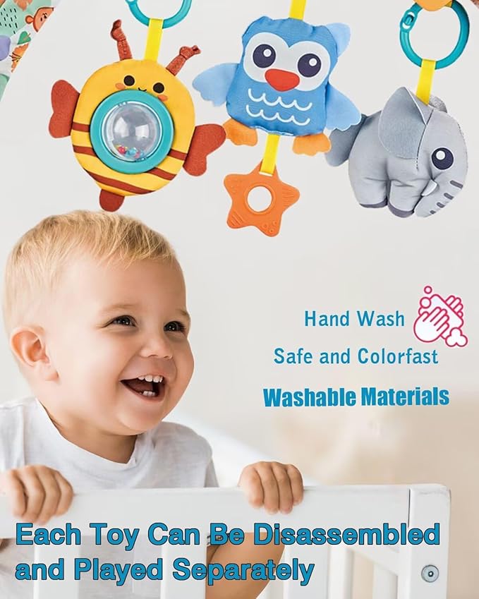 Pau1Hami1ton Baby Stroller Arch Toys, Car Seat Toys,Baby Gifts.S-19(Blue Owl)