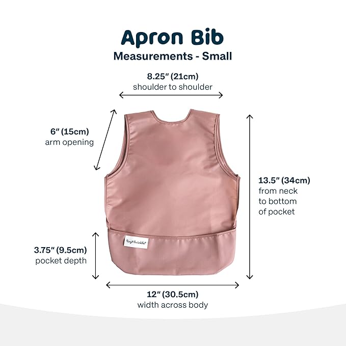 Tiny Twinkle Short Sleeve Apron Bibs for Babies & Toddlers – 2 Pack Waterproof, Mess-Proof Baby Bibs for Eating & Feeding, Machine Washable,Perfect Holiday Gift(Taupe Dandelion, 6–24M)