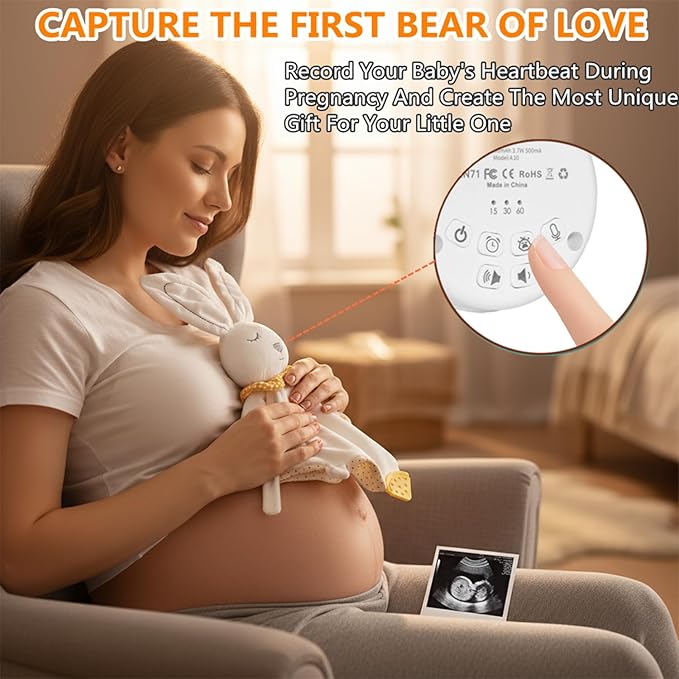 BEREST Rechargeable Baby Sleep Soother Bunny Lovey- White Noise| Heartbeat| Shushing| Lullaby Infant Sleeping Aid with Cry Sensor at Nap Time Routine, Newborn Gifts Plush Toddler Snuggle Blanket Toy