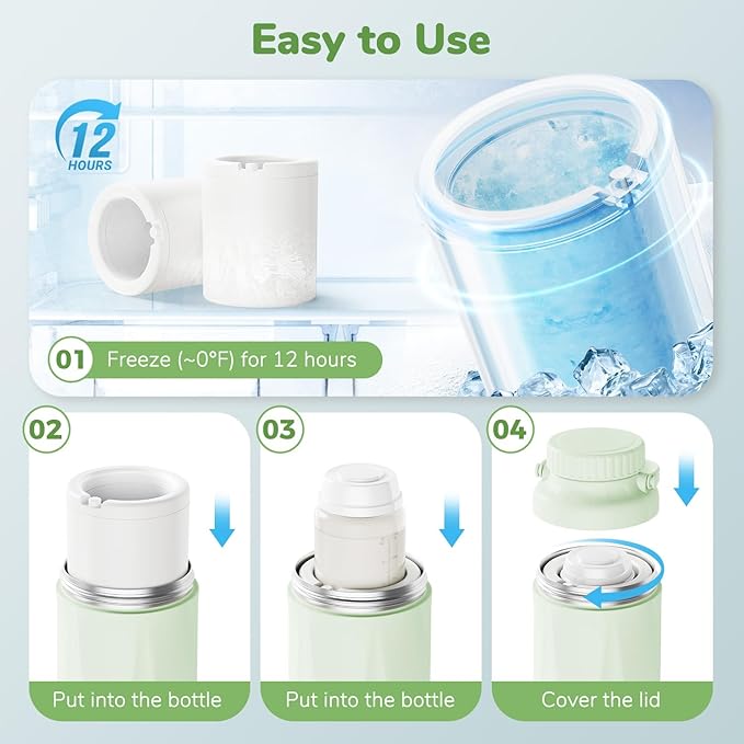 22oz Portable Breast Milk Cooler Bottle-Breastmilk Chiller for Outdoor Travel Mom, Keeps Milk Fresh Cooling for 24 Hours,Breastfeeding Essentials with 2pcs Bottle for Breastmilk Storage