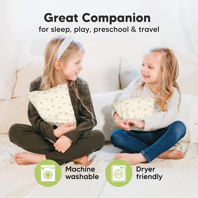 Mini Toddler Pillow with Pillowcase - 9x13 My Little Dreamy Travel Kids Pillow for Sleeping, Toddler Bed, Small, Tiny, Organic Cotton Pillowcase, Soft & Breathable, Kids 2-4 Years Old (Fox Tales)