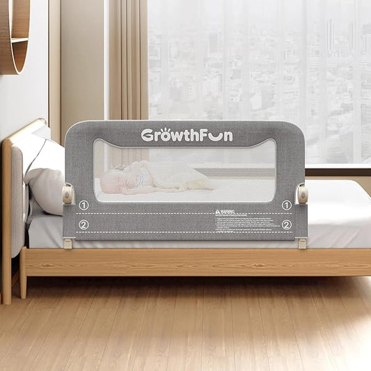 Foldable Bed Rail for Toddlers, 47in Reinforced Carbon Steel Frame&Connectors, Breathable Cationic Fabric, Safety Toddler Bed Rails for Queen, King, Twin, Full, No-Tool Setup.