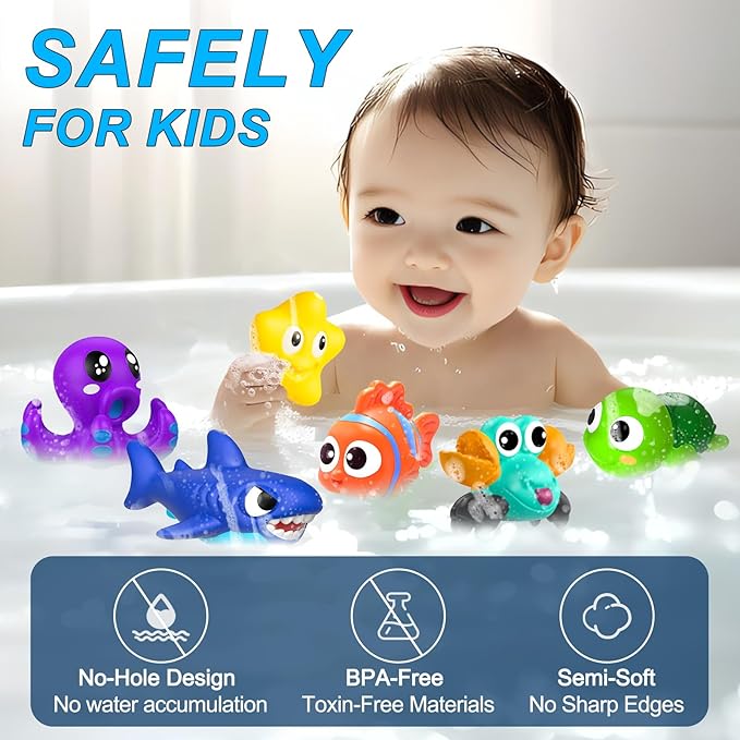 No Hole Mold Free Baby Bath Toys for Toddlers 1-3,Infant Bathtub Toys for Babies 6-12-18 Months,Shower Toys Pool Toys for 1 2 3 4 Years Old Boys Girls Kids