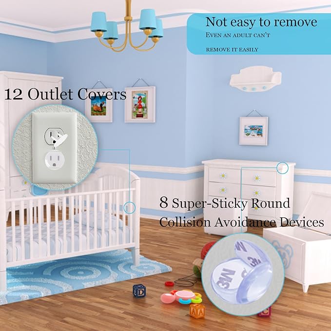 40 Pack Baby Proofing Kit | Hidden Cabinet Drawer Locks, Adjustable Latches, Outlet Covers, Corner Guards & Anti Tip Furniture Anchors Kit. Protecting Baby from Safety Hazards in Your Home.