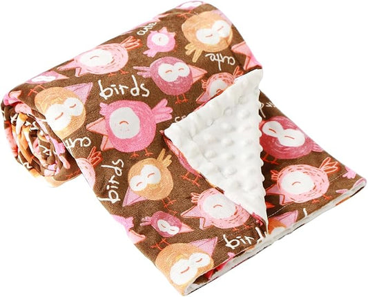 iEvolve Baby Nursery Bed Blankets Ultra Soft Double Layer Mini Blanket Minky Blanket Receiving Blankets Shower Gifts(Woodpecker,45 * 60in)