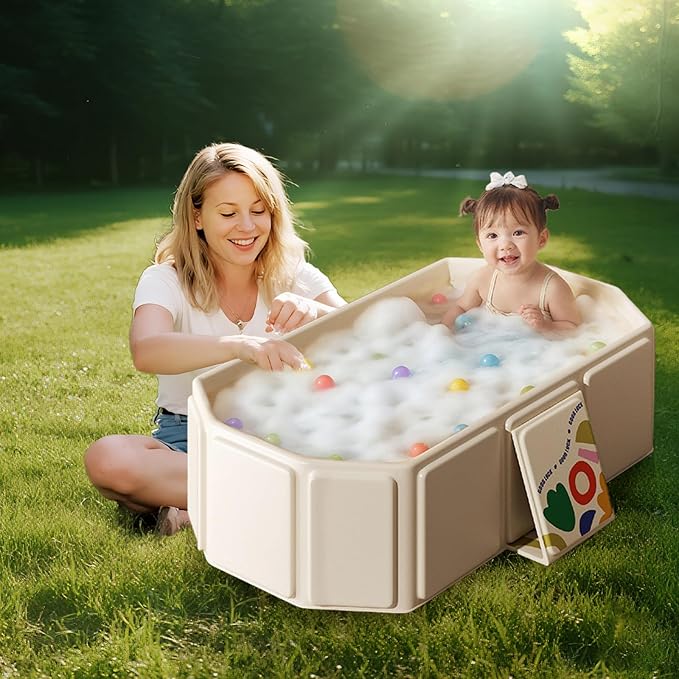 Toddler Bath Tub for Shower, Portable Baby Bathtub, Foldable Kids Bathtub – Portable, Travel & Shower Ready, Easy to Clean, Sturdy & Thick, Fits Ages 1-3