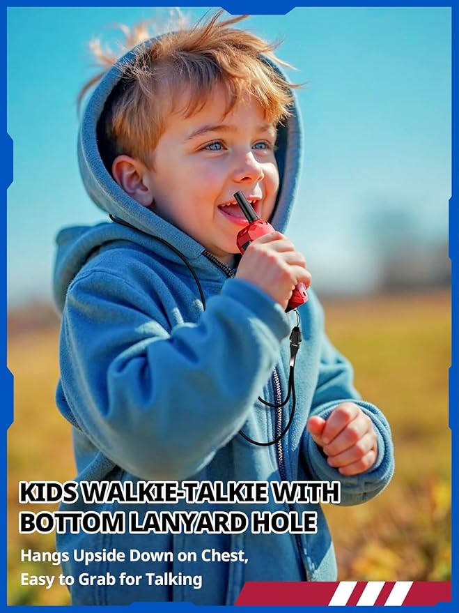 Walkie Talkies for Kids Rechargeable, Long Range 2 Way Radio, Outdoor Beach Camping Road Trip Role Play Toys Birthday Xmas Gift for Boys Age 7-12, 2 Pack